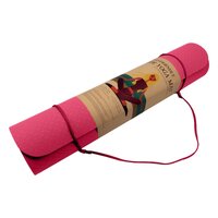 Powertrain Eco-friendly Dual Layer 6mm Yoga Mat | Pink | Non-slip Surface And Carry Strap For Ultimate Comfort And Portability thumbnail