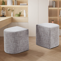 Ottoman Stool Linen Fabric Footstool Foot Rest Pouffe Pouf Seat - Dark Grey thumbnail