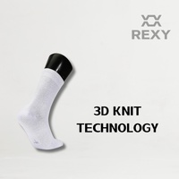 10X Rexy 3D Seamless Crew Socks Medium Slim Breathable WHITE thumbnail