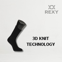 10X Rexy 3D Seamless Crew Socks Small Slim Breathable BLACK thumbnail