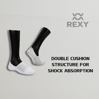 3X Rexy Cushion No Show Ankle Socks Small Non-Slip Breathable WHITE thumbnail