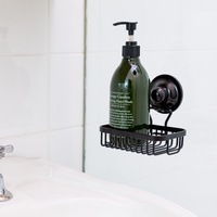Soap Holder Basket Removable Stainless Suction BLACK thumbnail