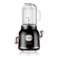 PHILEX Electric Blender Juice Smoothie Ice Mixer Retro 600ml + 2 Cups BLACK thumbnail