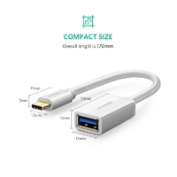 UGREEN USB Type-C Male to USB 3.0 Type A Female OTG Cable - White 15CM (30702) thumbnail