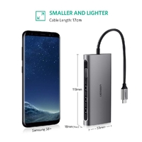 UGREEN Type C 8 in 1 Multifultion adaptor VGA/RJ45/USB3.0 x 3/SD/TF/TypeC PD Protocal (50539) thumbnail