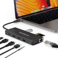 Simplecom CHN612 USB-C 12-in-1 Multiport Docking Station Dual HDMI + VGA Triple Display Gigabit LAN thumbnail