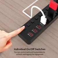 Simplecom CHU810 48W 10-Port USB 3.0 Hub and Charger with Individual Switches 12V/4A Power Adapter BC1.2 Fast Charging thumbnail