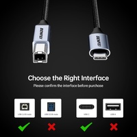 BENFEI 405GY-3M USB B to USB C Printer Cable, Nylon Braided, Premium Aluminium Alloy Case 2M thumbnail