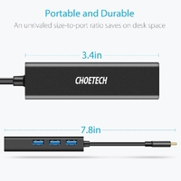 CHOETECH HUB-U02 USB-C To Ethernet Hub thumbnail