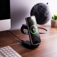 CHOETECH T608-F-BK 15W 4-in-1 Wireless Charger Stand for iWatch and Samsung Watch (Black) thumbnail