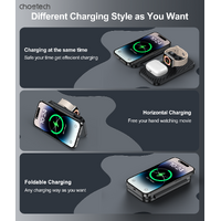 CHOETECH T616-F-BK 3in1 Magnetic Foldable Wireless Charger Black thumbnail