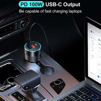 CHOETECH TC0011 130W 3 Ports (Dual USB-C Port PD3.0 + USB-A Port) Fast Car Charger thumbnail