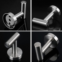 2 Pcs Wall Mount Bathroom Towel Hooks Holder Cloth Hanger Hook Kitchen Door Hanger Brushed Nickel thumbnail