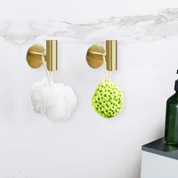 2 Pcs Wall Mount Self Adhesive Bathroom Towel Hooks Holder Cloth Hanger Hook Door Hanger Gold thumbnail