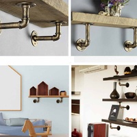 4PCS Pipe Floating Shelf Bracket Industrial Pipe Shelf Bracket Mounting Bracket Storage Racks Decor Bronze thumbnail