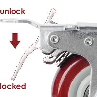 4x 4 inch Heavy Duty 2x Fixed + 2x Swivel Casters Load 520kg Lockable Castor Caster Wheels Swivel Casters with Brakes thumbnail