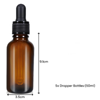 50ml (5 Pack) Amber Glass Dropper Bottle Liquid Essential Oils Bottle Bottles Leakproof Glass Tincture Bottles thumbnail