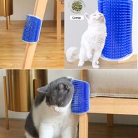Cat Self Groomer Catnip  Dog Cat Toy Corner Groomer Wall Corner Scratcher Comb Grooming Massage Brush Blue thumbnail