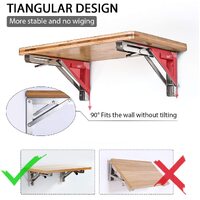 2PCS 14inch Steel Wall Mounted Folding Triangle Angle Shelf Support Bracket Rack thumbnail