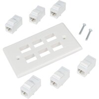 Ethernet Wall Plate 6 Port Cat6 Ethernet Cable Wall Plate Adapter thumbnail