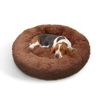 Pet Dog Bed Bedding Warm Plush Round Soft Dog Nest Light Coffee  XL 100cm thumbnail