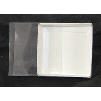 100 Pack of 8cm Square Wedding Invitation Coaster Favor Function product Presentation Cookie Biscuit Patisserie Gift Box - 2cm deep - White Card with  thumbnail