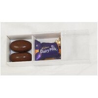 10 Pack of White Card Chocolate Sweet Soap Product Reatail Gift Box - 2 Bay Compartments - Clear Slide On Lid - 8x4x3cm thumbnail