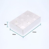 10 Pack of White Card Chocolate Sweet Soap Product Reatail Gift Box - 6 Bay Compartments - Clear Slide On Lid - 12x8x3cm thumbnail