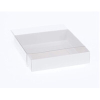 10 Pack of 10cm Square Invitation Coaster Favor Function product Presentation Cookie Biscuit Patisserie Gift Box - 2cm deep - White Card with Clear Sl thumbnail