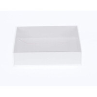 10 Pack of 15cm Square Invitation Coaster Favor Function product Presentation Cookie Biscuit Patisserie Gift Box - 4cm deep - White Card with Clear Sl thumbnail