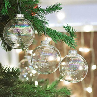 20 x Glass Bauble 8cm Diameter Round Clear with Silver Cap - table or tree centrepice personal memory theme craft gift thumbnail