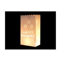 20 Pack White Happy Birthday Luminary Paper Candle Tea Light Lantern Bags Garden Anniversary Birthday Night Decorations Evening Party thumbnail