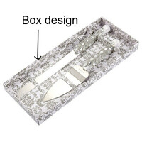 Bride Groom Cake Server Set Wedding Cake Knife and Silver Blade Server Set Boxed - Bride Groom Handles thumbnail