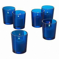 20 Pack Blue Glass Votive Tealight Candle Holders House Party Cenrepiece Xmas Wedding Decor Glass Candlestick Party Decorations Bridal Baby Shower Eve thumbnail