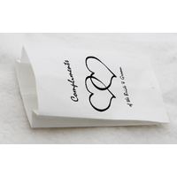 50 Pack Wedding Cake Bags Greaseproof Wax Paper Slice Take Home Favour Heart n Message thumbnail