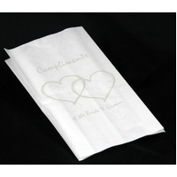 50 Pack Wedding Cake Bags Greaseproof Wax Paper Slice Take Home Favour Silver Heart n Message thumbnail