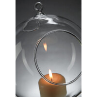 10 x Hanging Clear Glass Ball Tealight Candle Holder  - 10cm Diameter / High - Wedding Globe Decoration Terrarium Succulent Plant Mini Garden Holder D thumbnail
