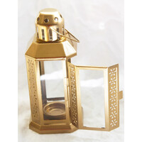 Gold Metal Miners Lantern Summer Xmas Wedding Home Party Room Balconey Deck Decoration 21cm Tealight Candle thumbnail