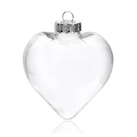 5 Pack Iridescent Glass Heart Ornaments Fillable Baubles for Christmas Party Wedding DIY Craft Decorations thumbnail