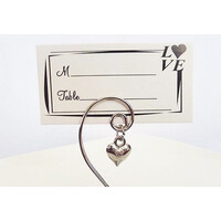 50 Pack of Silver Wedding Kissing Bell Name Card Stand Holder with Heart in Ring Bomboniere Favour Gift thumbnail