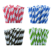 50 Pack Red White Drinking Straws Biodegradable Eco Paper Birthday Party Event Bistro Bar Cafe Take Away thumbnail