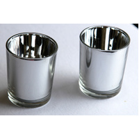 20 Pack Silver Mercury Glass Votive Candle Holders Set For Wedding, Bridal And Baby Shower, Party Function or Home Decor thumbnail
