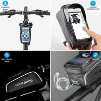 Top Tube Bike Bag With Phone Case Holder Plastic Cover for MTB Mountain Road Commuter Ebike Tourer or Scooter Rockbros thumbnail