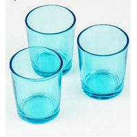 10 Pack Turquoise Glass Votive Tealight Candle Holders House Party Cenrepiece Xmas Wedding Decor Glass Candlestick Party Decorations Bridal Baby Showe thumbnail