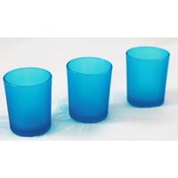 10 Pack Turquoise Frosted Glass Votive Tealight Candle Holders House Party Cenrepiece Xmas Wedding Decor Glass Candlestick Party Decorations Bridal Ba thumbnail