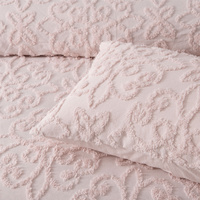 Bianca Ella Blush Cotton Chenille Floral Bedspread Set Super King thumbnail