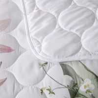 Bianca Lorna White Floral Printed Quilted Bedspread Set Super King thumbnail