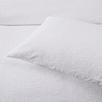 Bianca Cosmo White Soft Chenille Geometric Quilt Cover Set Super King thumbnail