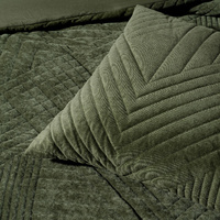 Bianca Navarro Olive Soft Velvet Geometric Quilt Cover Set King thumbnail