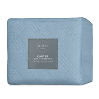 Ardor Carter Mineral Blue Embossed Vintage Washed Geometric Quilt Cover Set King thumbnail
